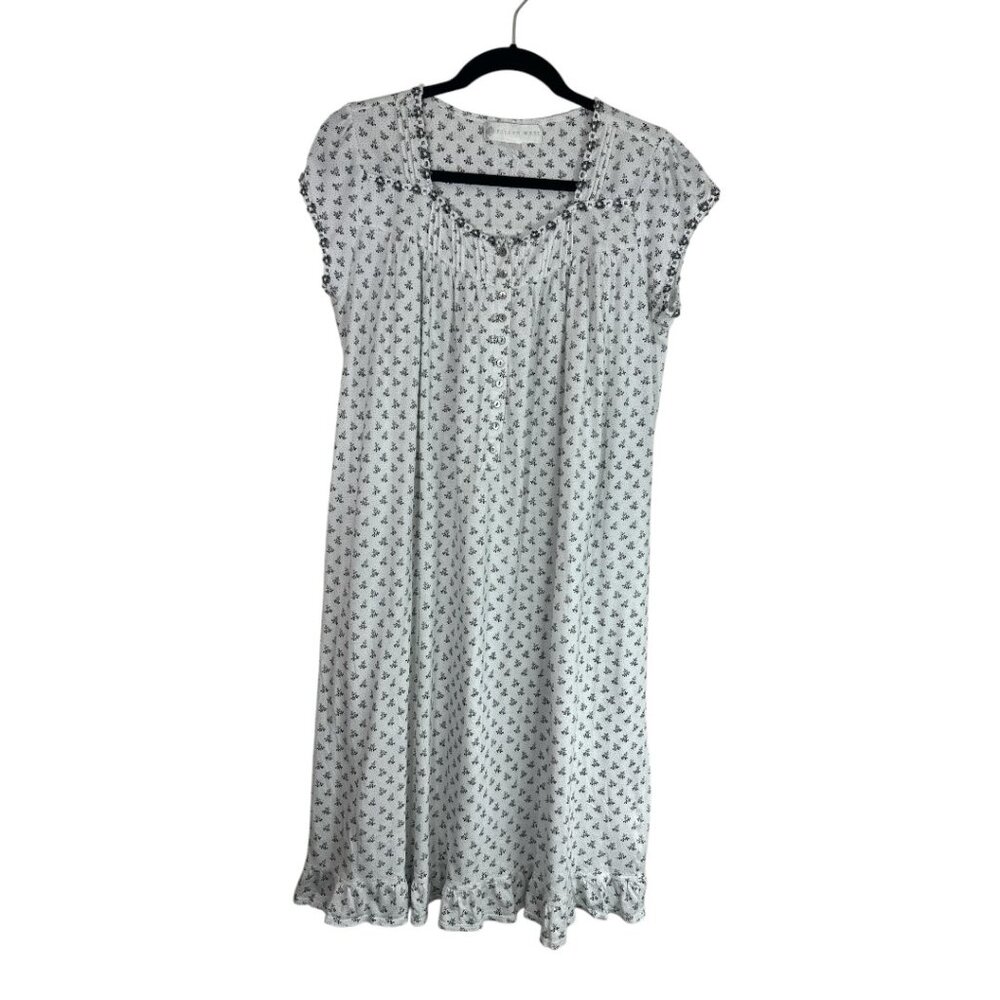 Eileen West Nightgown Cap-Sleeve Modal and Cotton Floral Sz S Cottagecore